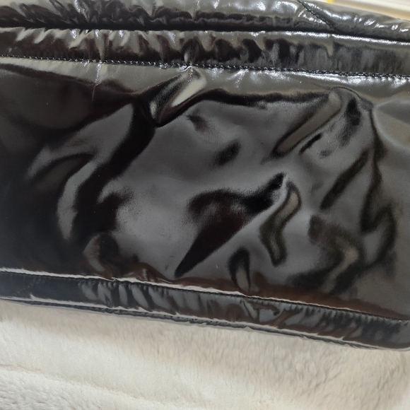 MICHAEL KORS Rae Medium Quilted Shiny Black Metallic Cotton Blend Backpack - Picture 9 of 9